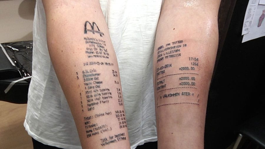 Apres Une Facture Mcdonald Il Se Fait Tatouer La Facture De Son Tattoo Inkage