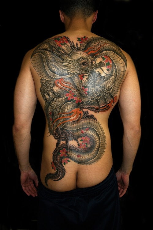 tatouage de dragon japonais dans le dos 1 – inkage